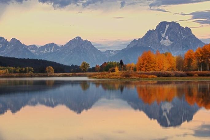 sunrise in autumn in grand teton