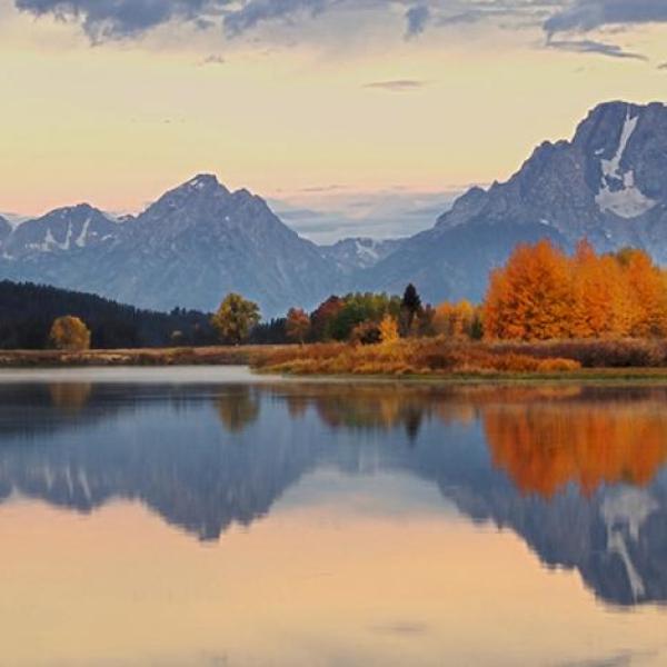 sunrise in autumn in grand teton