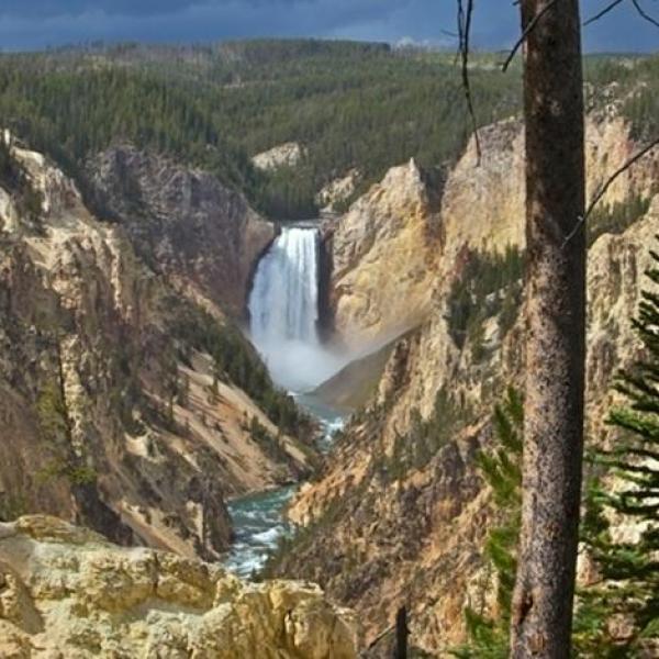 waterfall and mountain scenery